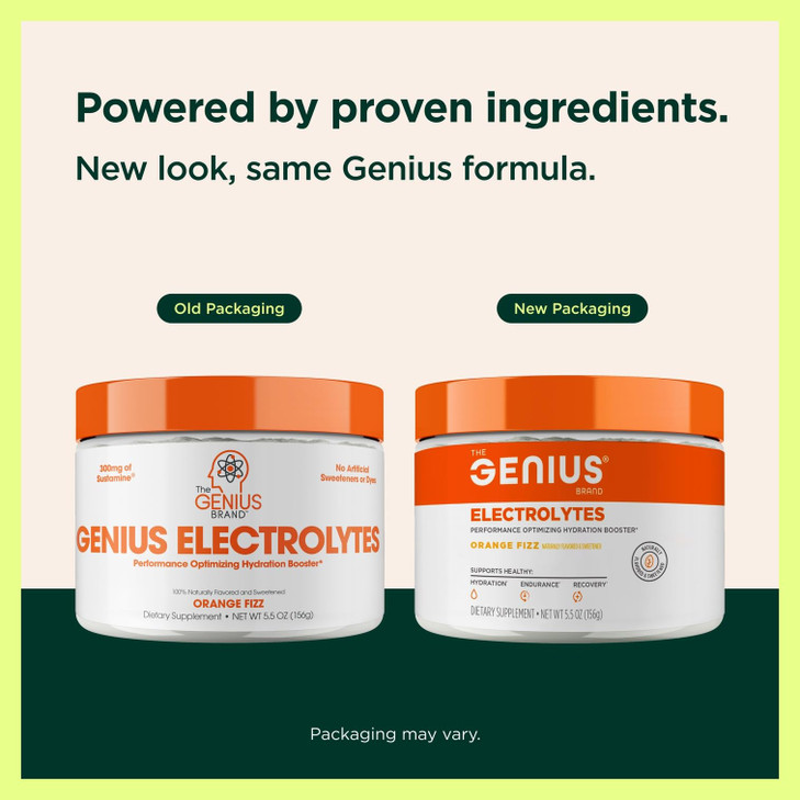 Genius Electrolytes Powder Drink Mix, Orange Fizz, 30 Servings - Natural Hydration Booster & Endurance Supplement with Potassium, Magnesium & Zinc -