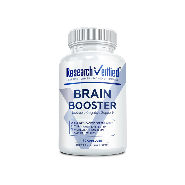 Research Verified Brain Booster - Brain Supplement for Memory and Focus, Nootropic Supplement for Cognitive Support - 60 Vegan Capsules - 1 Month Sup