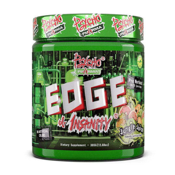 Psycho Pharma Strongest High Stim Preworkout Powder - Edge of Insanity - Most Intense Pre Workout Supplement for Pumps, Strength, Energy and Feel Goo