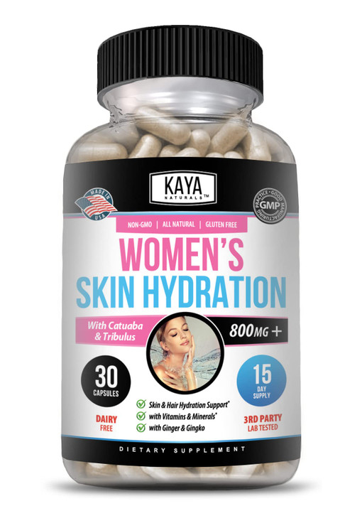 Kaya Naturals Skin Hydration Vitamins - Female Pills - Skin Enhancer Capsules -Hydration Booster for Women - Promotes Increased Energy, Mood & Stamin