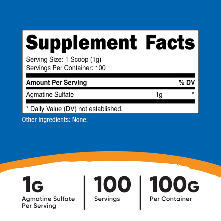 Nutricost Agmatine 100 Grams - Pure Agmatine Powder 100 Servings (Agmatine Sulfate)