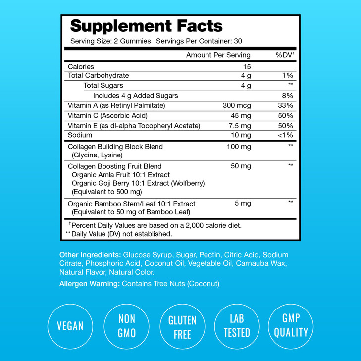 NutraChamps Collagen Boosting Gummies, Collagen Booster Gummy for Natural Collagen Production, Vegan Pectin Supplements Chews for Women & Men, 60 Pea