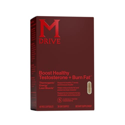 Mdrive Boost and Burn Testosterone Booster and Fat Burner for Men, Energy, Strength, Stress Relief, KSM-66 Ashwagandha, Advantra Z, Chromax, 60 Capsu