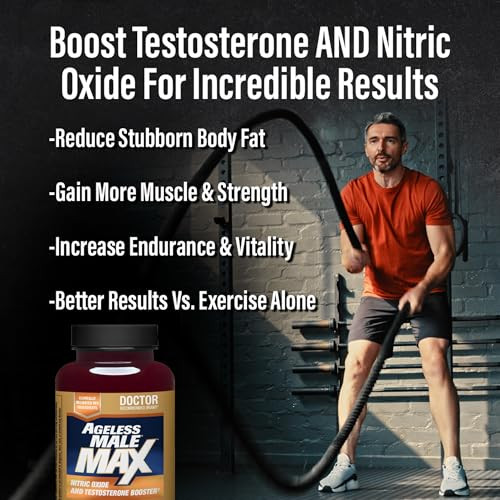 Ageless Male Max Total Testosterone Booster Supplement for Men, 120 Caplets