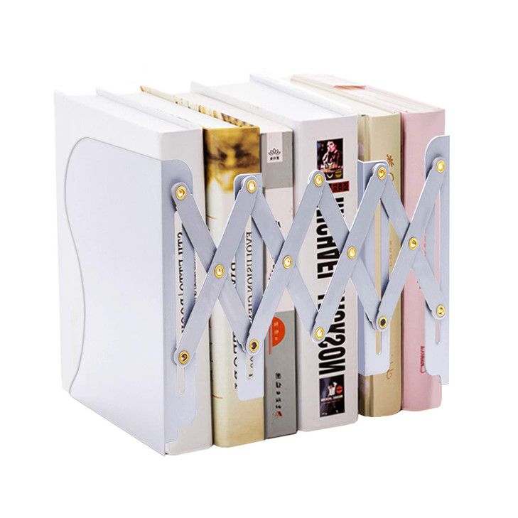 MDHAND Adjustable Book Ends, Metal Bookends for Heavy Books, Desk Book Holder for Shelves, Book Organizer for Desk, Book Stopper for Office Home and