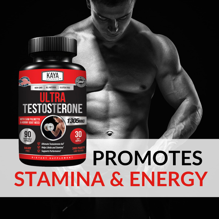 Kaya Naturals Ultra Testosterone - Men's Testosterone Booster with Tongkat Ali, Horny Goat Weed, Tribulus - Natural Workout Supplement for Energy, St
