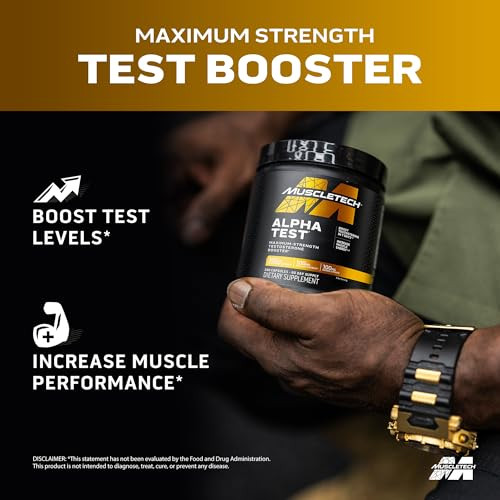 MuscleTech Testosterone Booster for Men, AlphaTest - T-Boost Mens Supplement with Tribulus Terrestris & Boron - Daily Male Gym Workout Supplements fo