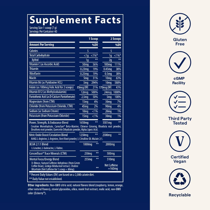 Trace Minerals Pre-Workout - Endurance Supplement for Athletes - Supports Muscle Recovery & Stamina - Hydration Mix - Blood Flow & Immune Support - R