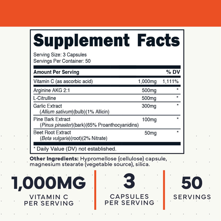 Type Zero Nitric Oxide 6X Booster, 150 Veggie Capsules - Natural Supplement - Beetroot, Arginine AKG, Citrulline, Pine Bark, Garlic & VIT C | Nitrous