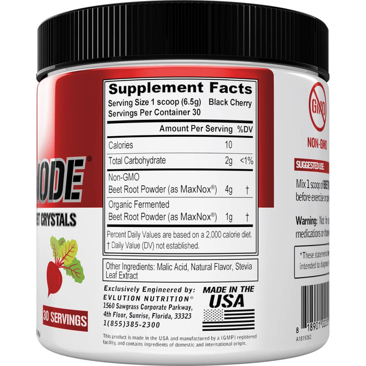 Evlution Nutrition BeetMode - Beet Root Powder - Nitric Oxide Booster - Black Cherry Flavor - Pre or Post-Workout Supplement for Enhanced Energy & Pe