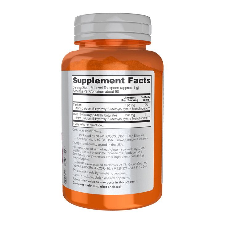 NOW Foods Sports Nutrition, HMB (?-Hydroxy ?-Methylbutyrate)Powder, Sports Recovery*, 90 Grams