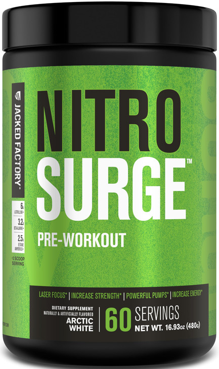 Jacked Factory NITROSURGE Pre Workout Supplement - Endless Energy, Instant Strength Gains, Clear Focus, Intense Pumps - NO Booster & Powerful Prework