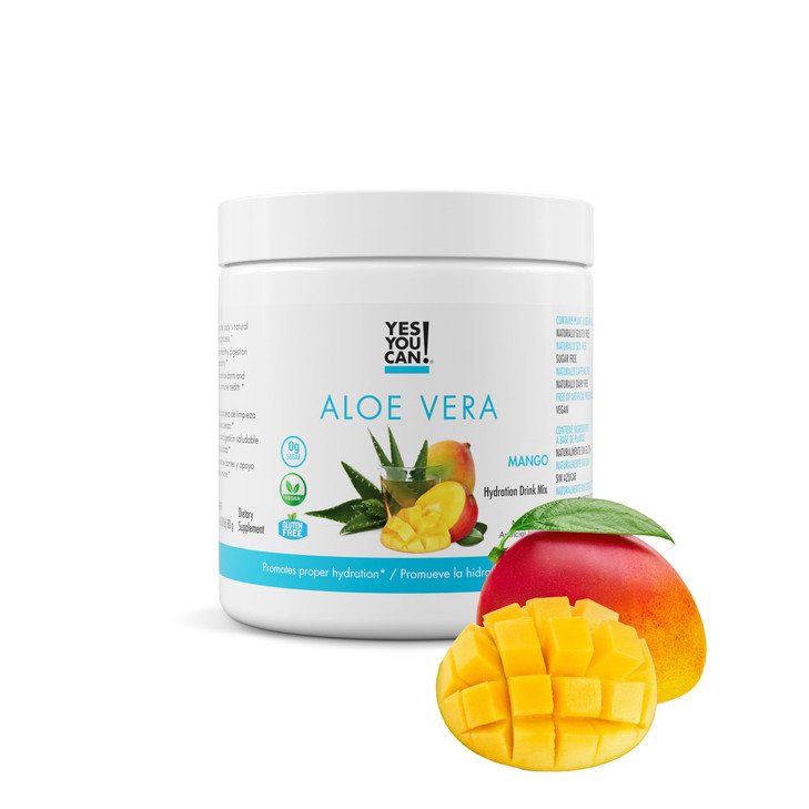 Yes You Can! Aloe Vera Powder Drink Mix - Hydration Booster Infused with Pure Organic Aloe Vera Extract - Delicious Flavors - Made in USA - Antioxida