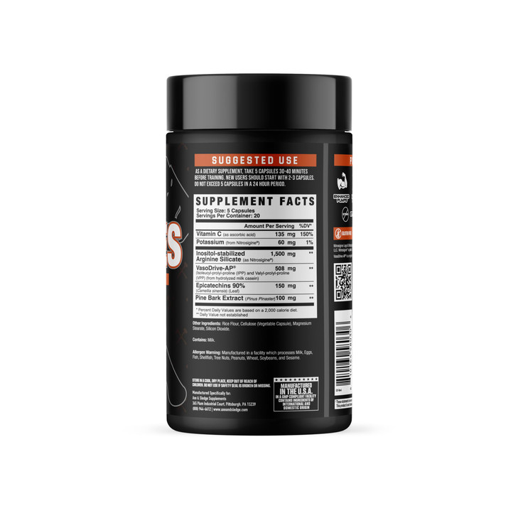 Axe & Sledge PUMPIES Nitric Oxide Booster | Supports Muscle Pumps, Blood Flow, Vascularity & Performance | 100 Capsules, 20 Servings