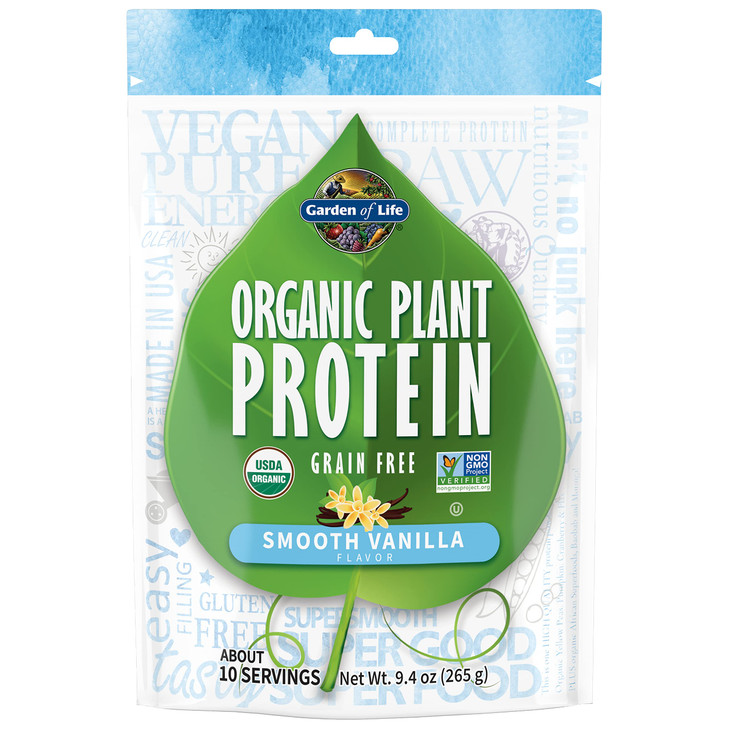 Garden of Life Organic Plant Protein Smooth Vanilla Powder, 10 Servings - Vegan, Grain Free & Gluten Free Plant Based Shake with 1 Billion CFU Probio