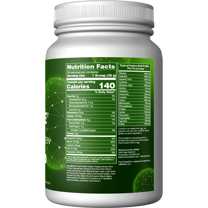 MRM Nutrition Veggie Elite Performance Protein | Cinnamon Bun Flavored| Plant-Based Protein| Easy to Digest | with BCAAs| Vegan + Gluten-Free | Clini