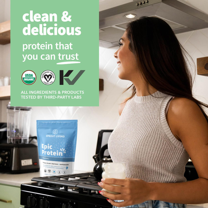 Plant Based Protein & Superfoods Powder, Original, Unflavored | Organic Protein Powder, Vegan, Non Dairy, Non-GMO, Gluten Free, Sugar Free, Perfect K