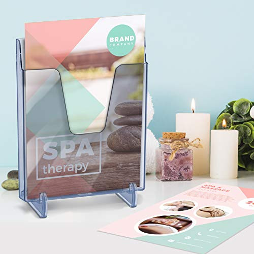 Acrimet Pocket File Holder Vertical Design Brochure Display (for Wall Mount or Countertop Use) (Removable Supports Included) (Letter Size) (Clear Blu