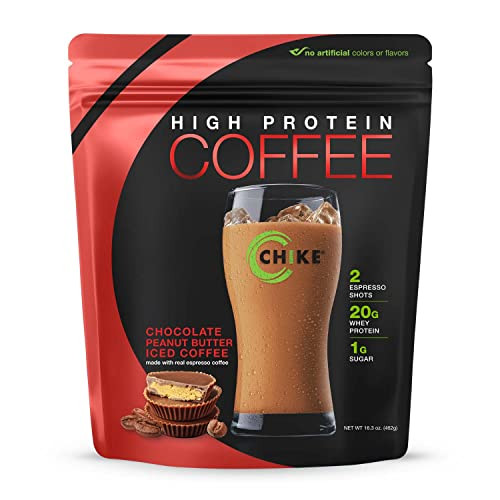 Chike Chocolate Peanut Butter High Protein Iced Coffee, 20 G Protein, 2 Shots Espresso, 1 G Sugar, Keto Friendly and Gluten Free, 14 Servings (16.3 O
