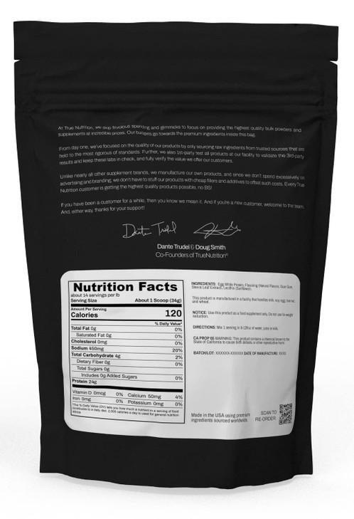 True Nutrition Egg White Protein Powder - 24g Non-GMO Egg Protein per Serving - Low Carb, Low Fat, Paleo, Keto, Gluten Free, Dairy Free, Soy Free (Fr