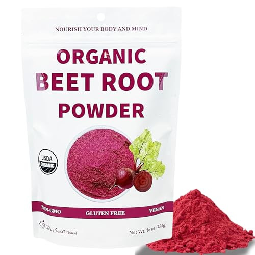 Chérie Sweet Heart Organic Beet Root Powder  Raw, Non-GMO, 1 LB  Natural Energy Boost, Supports Circulation, Detox, & Heart Health  Vegan, Gluten-