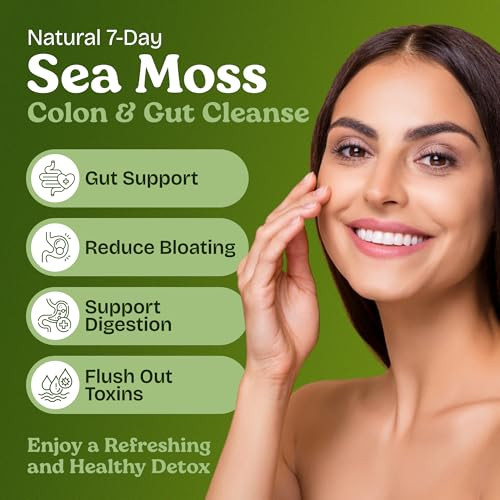 Atlantic Naturals Sea Moss 7-Colon Cleanse Powder | Formulated with Psyllium Husk, Fiber, & Senna Powder | Supports Immune & Gut Health for Women & M