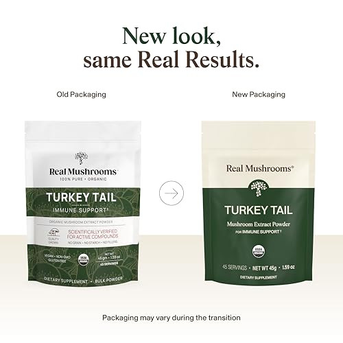 Real Mushrooms Turkey Tail Mushroom Powder  Organic Mushroom Extract for Daily Wellness Gut Harmony, & Energy Support with Beta Glucans  Vegan, Non