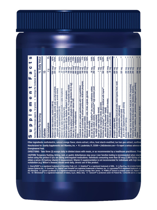 Life Extension Mix Powder, high Potency, Advanced Vitamin, Mineral, Fruit & Vegetable Formula, Vitamin B, C, D, E, Magnesium, for Whole-Body Health,