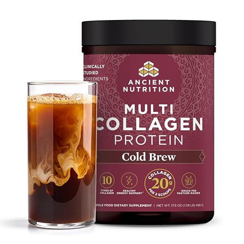 Ancient Nutrition Hydrolyzed Collagen Peptides Powder, Cold Brew Multi Collagen Protein for Women and Men, 40 Servings, Supports Skin and Nails, Gut