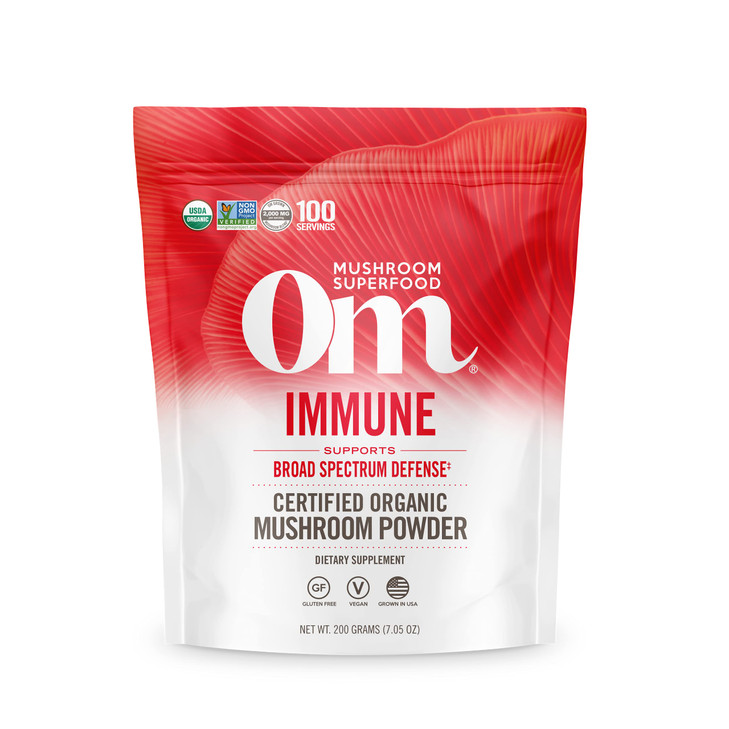 OM MUSHROOM SUPERFOOD Immune Blend Mushroom Powder Superfood Supplement, 7.05 Ounce Pouch, 100 Servings, Mushroom Blend, Reishi & Turkey Tail; Daily