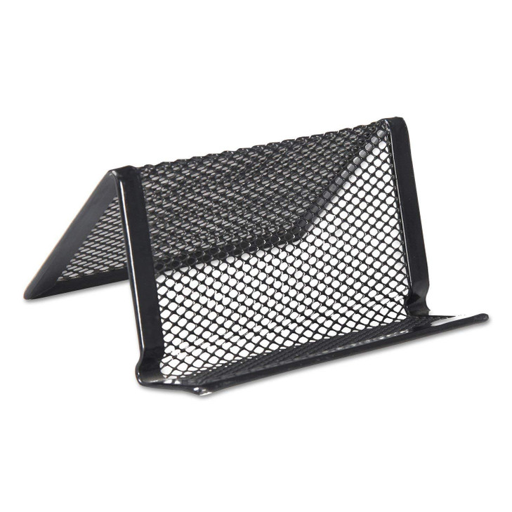 Universal Mesh Metal Business Card Holder, Holds 50 2.25 X 4 Cards, 3.78 X 3.38 X 2.13, Black