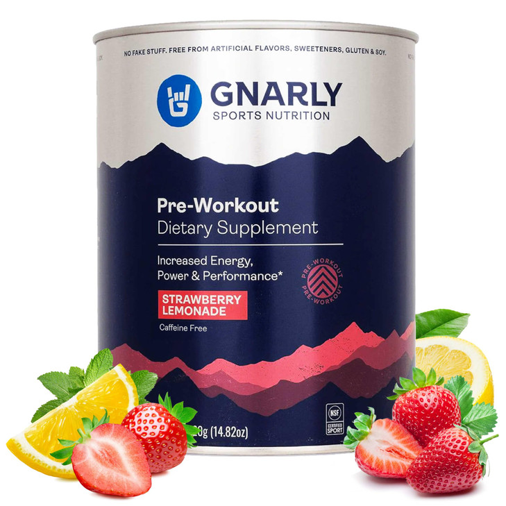Gnarly Nutrition Natural Pre-Workout Powder, Strawberry Lemonade  NSF Contents Certified, Endurance & Recovery  Vegan Pre-Workout, Sports Nutrition