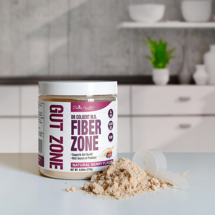 Dr Colbert, MD Fiber Zone Powder | Berry Flavor | Prebiotics, Insoluble & Soluble Fiber | Psyllium Husk | Inulin | Recommended in Keto Zone Diet & He