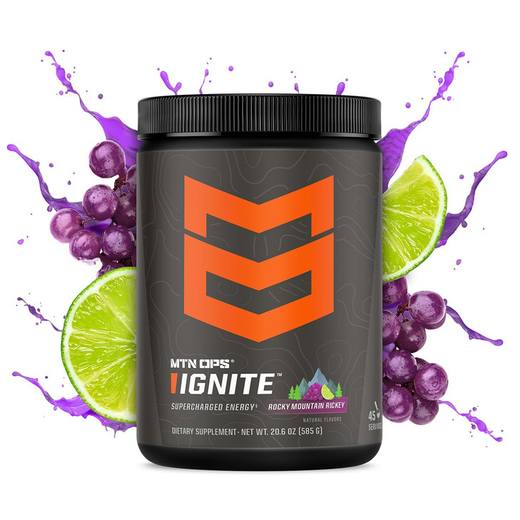 MTN OPS Ignite Energy Drink Powder, Gluten Free Nootropic Supplement Drink Mix, L Arginine, L Citrulline, Caffeine & Nootropic Sugar Free Drink Mix,