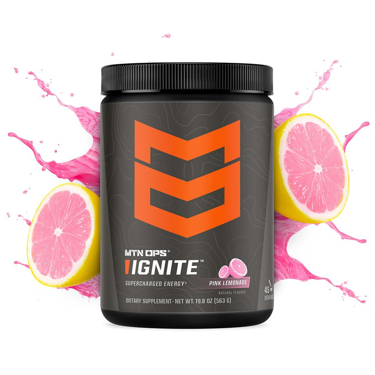 MTN OPS Ignite Energy Drink Powder, Gluten Free Nootropic Supplement Drink Mix, L Arginine, L Citrulline, Caffeine & Nootropic Sugar Free Drink Mix,