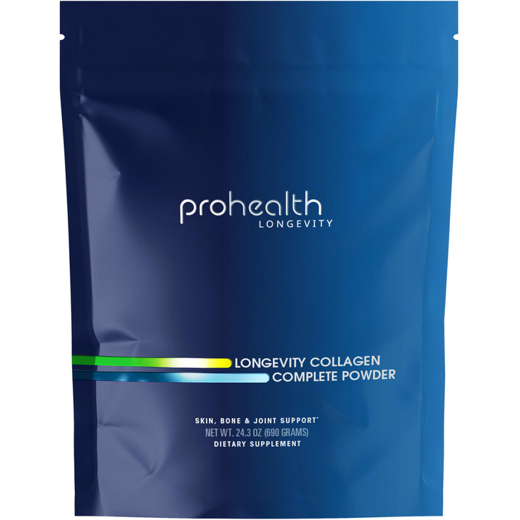 ProHealth Longevity Collagen Complete Powder - for People Over 40. 20g Multi Collagen. Hyaluronic Acid. for Joints, Bones, Hair, Skin, Muscles, Gut -