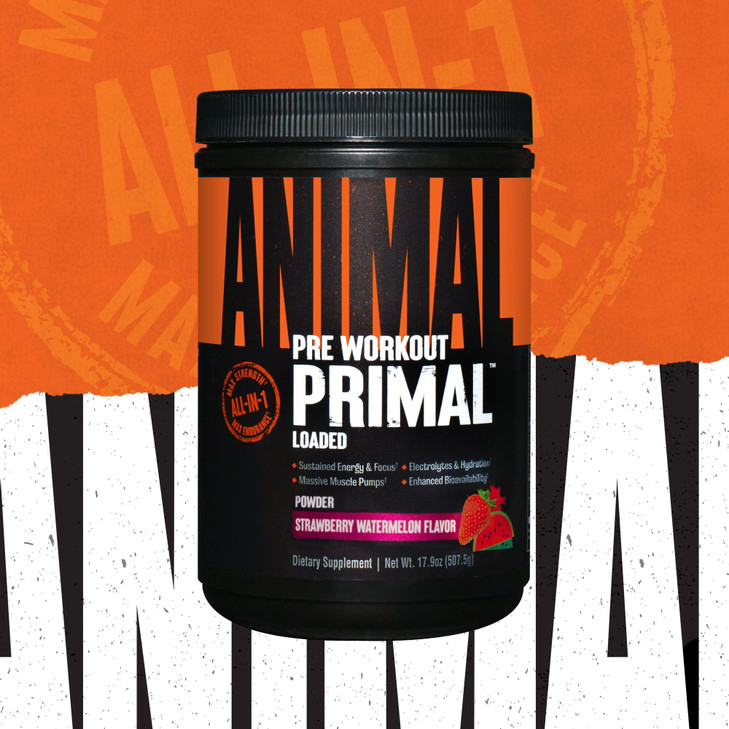 Animal Primal Muscle Hydration + Preworkout Powder  Contains Beta Alanine, 3DPump, Caffeine & Electrolytes  Improves Energy, Focus, Endurance & Abs