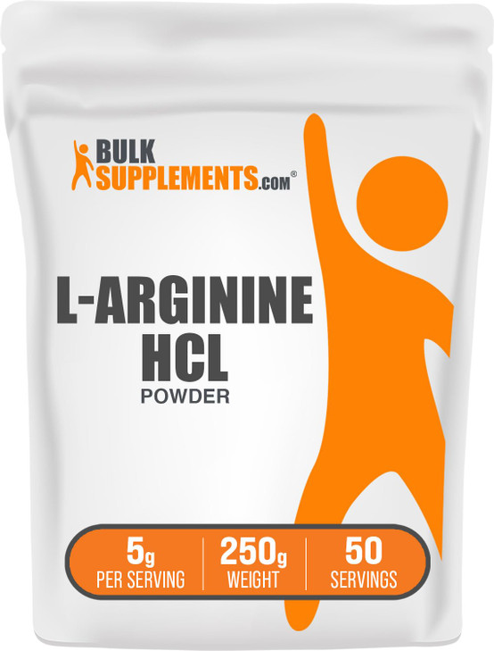 BulkSupplements.com L-Arginine HCl Powder - Nitric Oxide Supplement, Arginine Powder - Unflavored & Gluten Free, 5g per Serving, 250g (8.8 oz) (Pack