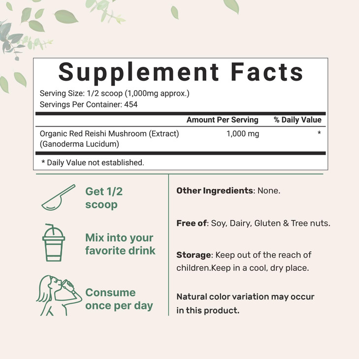 Micro Ingredients Organic Reishi Mushroom Extract, 16 oz | 100:1 Red Reishi | Supports Immunity, Mood & Stress Relief | Great for Tea, Tonic & Daily