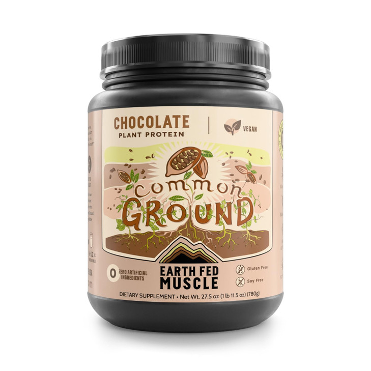 Earth Fed Muscle Common Ground Plant Protein  Chocolate Plant Protein Powder with MCT Powder with Soy & Gluten Free, No Added Sugar - 30 Servings