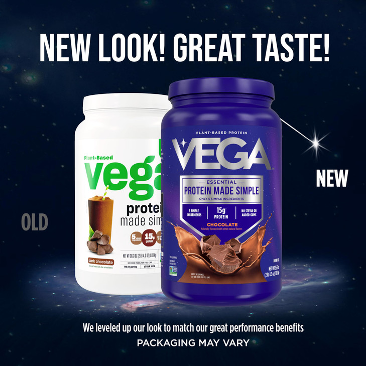 Vega Protein Made Simple - 15g Plant-Based Pea Protein, Chocolate, 39 Servings, Stevia Free, No Artificial Sweeteners or Gums, Non-GMO, Gluten Free,