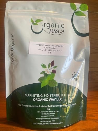 Organic Way Neem Leaf Powder - Pure, Fresh & Vegan | Organic & Kosher Certified | Non GMO & Gluten Free | USDA Certified | Origin - India (1 LBS / 16