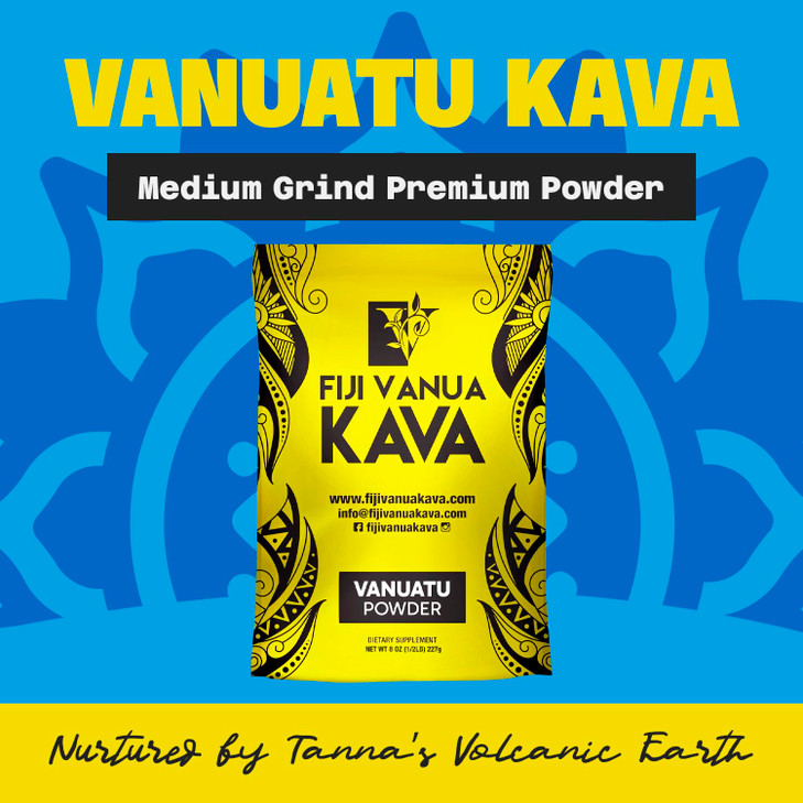 Fiji Vanua Kava Vanuatu Powder, Made from Pure Noble Kava with Sun-Dried Lateral Roots, Kava Premium with Kavalactones, Easy to Prepare Medium Grind