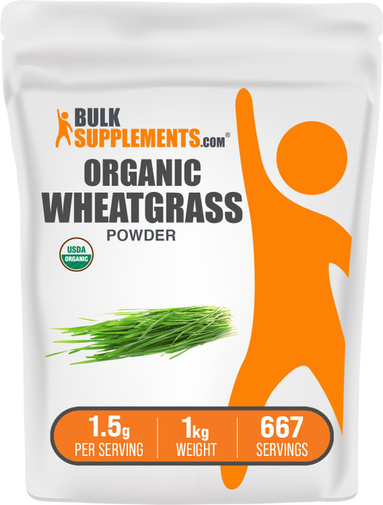 BulkSupplements.com Organic Wheatgrass Powder - Organic Super Greens Powder, Superfoods Supplement - Vegan & Gluten Free, 1.5g per Serving, 1kg (2.2