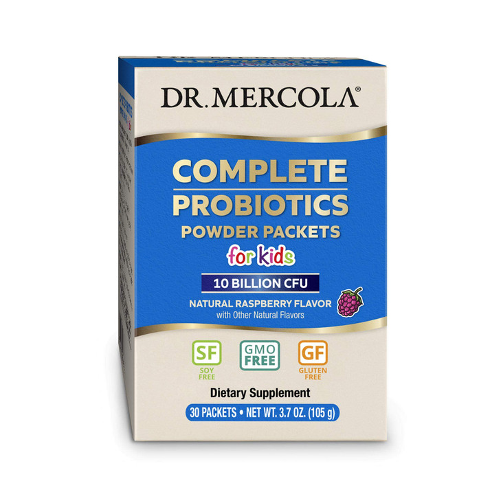Dr. Mercola Complete Probiotics Powder Packets for Kids - Supports Digestive & Immune Health - 10 Strains - with Prebiotics - Non-GMO, Gluten-Free &