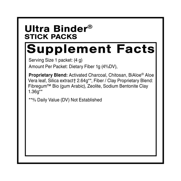 Quicksilver Scientific Ultra Binder Stick Packets - Multi Binder with Bentonite Clay Powder, Zeolite Detox & Charcoal - Supplement for Gut Support &