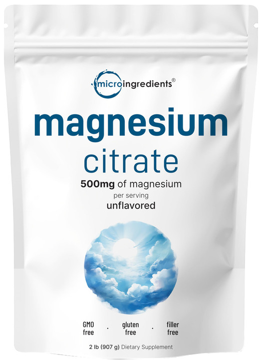 Magnesium Citrate Powder, 2lbs | Unflavored Magnesium Supplement | Relaxation and Nutrient Utilization | Easily Absorbed Formula | Non-GMO, Vegan, Gl