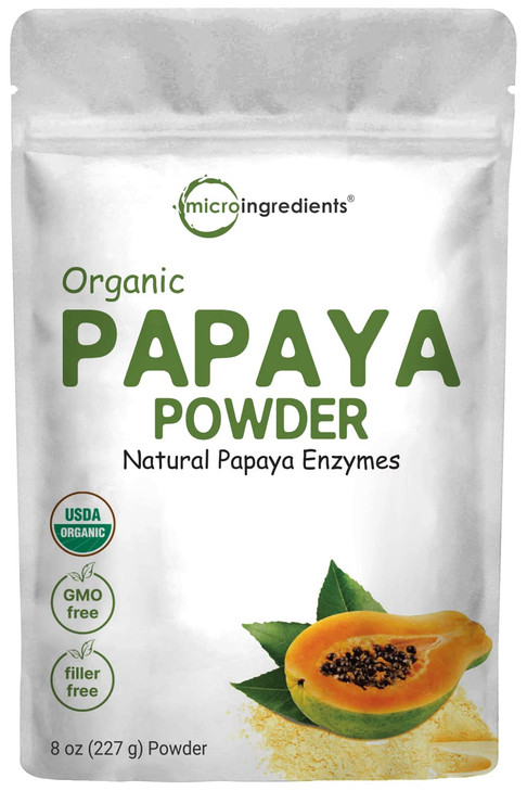 Micro Ingredients Organic Papaya Fruit Powder, 8 Ounce, Freeze Dried, Naturally Rich in Papaya Enzyme, No GMOs & Vegan Friendly