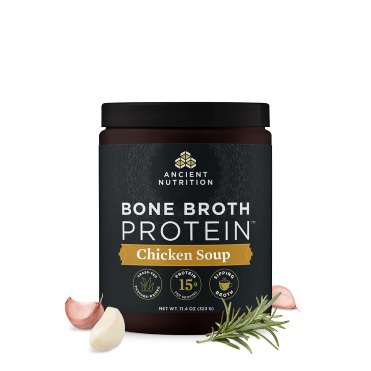 Ancient Nutrition Bone Broth Protein Powder, Chicken Soup, Grass-Fed Chicken and Beef Bone Broth Powder, 15g Protein Per Serving, Supports a Healthy