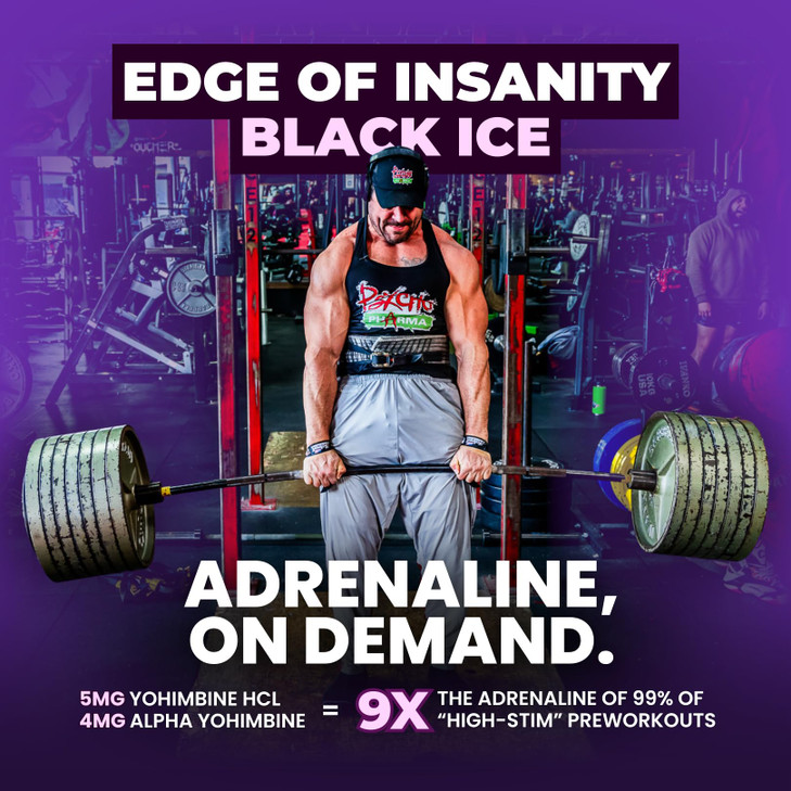 Psycho Pharma Strongest High Stim Preworkout Powder - Edge of Insanity - Most Intense Pre Workout Supplement for Pumps, Strength, Energy and Feel Goo